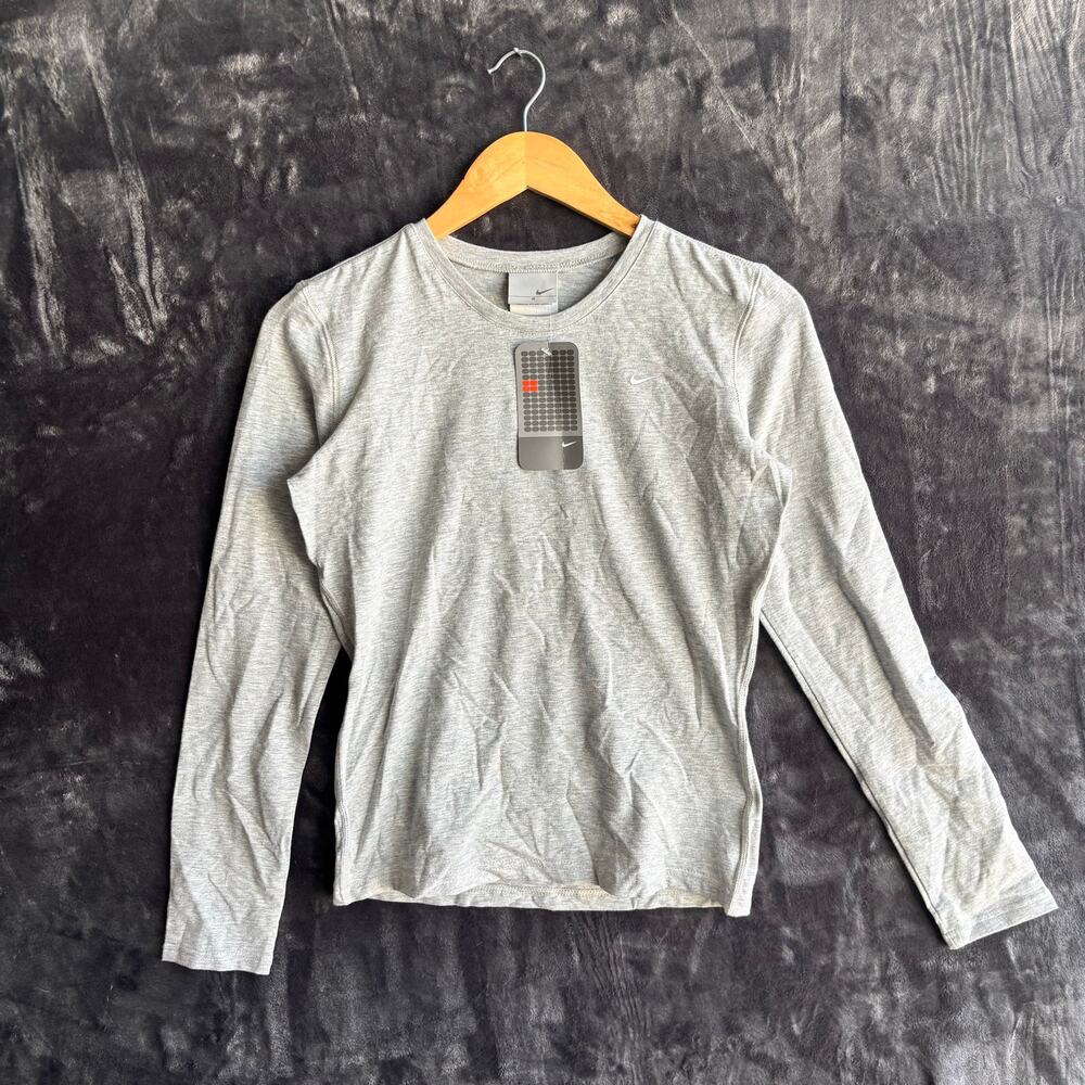 Vintage 2000s BRAND NEW Nike Long Sleeve Small Swoosh Gray Size Small